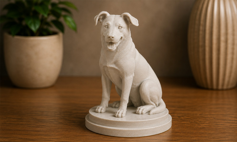 Custom marble-style statue of a dog